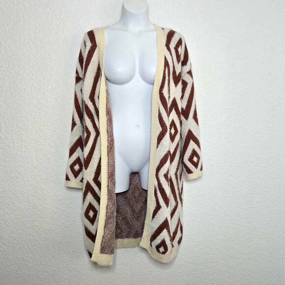 Pol Women's Aztec Open Long Cardigan Sweater One Size Soft Fuzzy - Picture 1 of 4